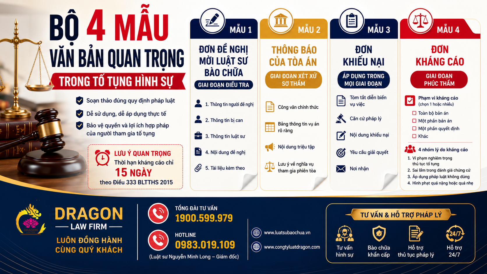 Bộ 4 mẫu văn bản quan trọng trong tố tụng hình sự